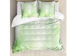 Abakuhaus Set Copripiumino Artistico Astratto Per Letti Singoli, Verde Fumo, Antiacaro, Adatto A Chi Soffre Di Allergie, Con Federa, 155 Cm X 220 Cm - 80 X 80 Cm, Verde Verde