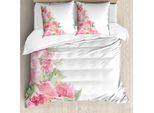 Abakuhaus Set Copripiumino Per Letto Singolo, Motivo Floreale Acquerellato, Antiacaro E Anallergico, Con Federa, 200 Cm X 200 Cm - 80 X 80 Cm, Verde Rubino