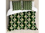 Abakuhaus Set Copripiumino Giallo Per Letti Singoli, Pappagallo E Flora Esotica, Antiacaro, Adatto A Chi Soffre Di Allergie, Con Federa, 200 Cm X 200 Cm - 80 X 80 Cm, Multicolore