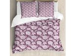 Abakuhaus Set Copripiumino Per Letto Singolo, Cucitura Vintage Monocromatica, Antiacaro E Anallergico, Con Federa, 155 Cm X 220 Cm - 80 X 80 Cm, Malva Taupe E Bianco