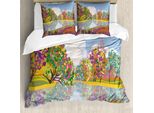 Abakuhaus Set Copripiumino Per Letto Singolo, Leuchtende Botanik Fluss, Antiacaro, Adatto A Chi Soffre Di Allergie, Con Federa, 200 Cm X 200 Cm - 80 X 80 Cm, Multicolore