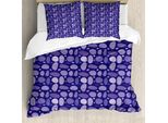 Abakuhaus Set Copripiumino Astratto Per Letti Singoli, Motivo Retrò A Ellissi Hippie, Antiacaro E Anallergico, Con Federa, 200 Cm X 200 Cm - 80 X 80 Cm, Viola