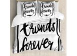 Abakuhaus Set Copripiumino Best Friend Per Letti Singoli, Monochrome Motivation, Antiacaro, Adatto A Chi Soffre Di Allergie, Con Federa, 200 Cm X 200 Cm - 80 X 80 Cm, Grigio Antracite E Bianco