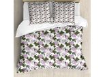 Abakuhaus Set Copripiumino Per Letto Singolo, Tonalità Viola Con Motivi Floreali, Antiacaro E Anallergico, Con Federa, 200 Cm X 200 Cm - 80 X 80 Cm, Rosa Ardesia Marrone