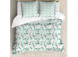 Abakuhaus Set Copripiumino Per Letti Singoli, Morbidi Toni Pastello Floreali, Antiacaro, Adatto A Chi Soffre Di Allergie, Con Federa, 155 Cm X 220 Cm - 80 X 80 Cm, Blu Blush