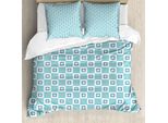 Abakuhaus Set Copripiumino Geometrico Per Letti Singoli, Arte Retrò Nested Squares, Antiacaro, Adatto A Chi Soffre Di Allergie, Con Federa, 200 Cm X 200 Cm - 80 X 80 Cm, Seafoam Dark Sky Blue