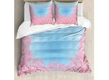 Abakuhaus Set Copripiumino Blu E Rosa Per Letti Singoli, Pinkish Blossom Trees, Antiacaro, Adatto A Chi Soffre Di Allergie, Con Federa, 200 Cm X 200 Cm - 80 X 80 Cm, Rosa Cielo Azzurro