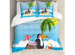 Abakuhaus Set Copripiumino Grafico Per Letti Singoli, Divertente Caricatura Tropicale, Antiacaro, Adatto A Chi Soffre Di Allergie, Con Federa, 200 Cm X 200 Cm - 80 X 80 Cm, Multicolore