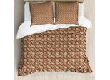 Abakuhaus Set Copripiumino Brown Paisley Per Letti Singoli, Motivi Floreali Orientali, Antiacaro E Anallergico, Con Federa, 155 Cm X 220 Cm - 80 X 80 Cm, Champagne Pale Zimt