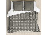 Abakuhaus Set Copripiumino Marocchino Per Letti Singoli, Motivi Floreali Geometrici Classici, Antiacaro E Anallergico, Con Federa, 200 Cm X 200 Cm - 80 X 80 Cm, Color Guscio D'uovo Grigio Antracite