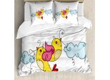 Abakuhaus Set Copripiumino Giallo Per Letti Singoli, Flying Birds, Antiacaro, Adatto A Chi Soffre Di Allergie, Con Federa, 155 Cm X 220 Cm - 80 X 80 Cm, Multicolore
