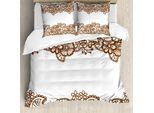 Abakuhaus Set Copripiumino Marrone Paisley Per Letti Singoli, Fiori Orizzontali, Antiacaro, Adatto A Chi Soffre Di Allergie, Con Federa, 155 Cm X 220 Cm - 80 X 80 Cm, Bianco Umbra