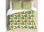 Abakuhaus Set Copripiumino Esotico Per Letti Singoli, Vivid Floral Papageien, Antiacaro, Adatto A Chi Soffre Di Allergie, Con Federa, 200 Cm X 200 Cm - 80 X 80 Cm, Avorio E Multicolore