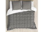 Abakuhaus Set Copripiumino Astratto Per Letti Singoli, Forma Artistica A Quadrati, Antiacaro, Adatto A Chi Soffre Di Allergie, Con Federa, 155 Cm X 220 Cm - 80 X 80 Cm, Grigio Antracite Eggshell