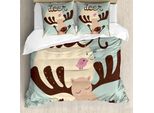 Abakuhaus Set Copripiumino Wild Jagen Per Letti Singoli, Caricatura Di Uccello Ren, Antiacaro, Adatto A Chi Soffre Di Allergie, Con Federa, 155 Cm X 220 Cm - 80 X 80 Cm, Pale Seafoam Brown
