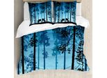Abakuhaus Set Copripiumino Per Letti Singoli Wild Animal Elk Forest, Antiacaro E Anallergico, Con Federa, 155 Cm X 220 Cm - 80 X 80 Cm, Blu Mare E Blu Cielo Scuro
