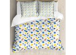 Abakuhaus Set Copripiumino Giallo Per Letti Singoli, Foglie Di Tucani Esotici, Antiacaro, Adatto A Chi Soffre Di Allergie, Con Federa, 155 Cm X 220 Cm - 80 X 80 Cm, Multicolore