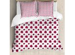 Abakuhaus Set Copripiumino Vintage Rosa Per Letti Singoli, Pois Floreali, Antiacaro, Adatto A Chi Soffre Di Allergie, Con Federa, 155 Cm X 220 Cm - 80 X 80 Cm, Rosa Baby Lampone