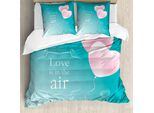 Abakuhaus Set Copripiumino Per Letto Singolo, Cuori E Palloncini, Antiacaro, Adatto A Chi Soffre Di Allergie, Con Federa, 155 Cm X 220 Cm - 80 X 80 Cm, Rosa Pallido Scuro Seafoam