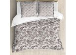 Abakuhaus Set Copripiumino Marrone Paisley Per Letti Singoli, Damasco Tribal Flower, Antiacaro, Adatto A Chi Soffre Di Allergie, Con Federa, 200 Cm X 200 Cm - 80 X 80 Cm, Marrone E Bianco