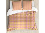 Abakuhaus Set Copripiumino Geometrico A Rombi Per Letti Singoli, Bicolore Argyle, Antiacaro, Adatto A Chi Soffre Di Allergie, Con Federa, 155 Cm X 220 Cm - 80 X 80 Cm, Fucsia Chiaro E Senape
