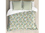 Abakuhaus Set Copripiumino Giallo Per Letti Singoli, Ananas E Pappagalli, Antiacaro, Adatto A Chi Soffre Di Allergie, Con Federa, 155 Cm X 220 Cm - 80 X 80 Cm, Giallo Pastello Polvere