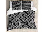Abakuhaus Set Copripiumino Per Letti Singoli, Motivi Vintage Artistici, Antiacaro, Adatto A Chi Soffre Di Allergie, Con Federa, 200 Cm X 200 Cm - 80 X 80 Cm, Grigio Antracite E Bianco