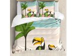 Abakuhaus Set Copripiumino Grafico Per Letti Singoli, Tacchini E Angurie, Antiacaro, Adatto A Chi Soffre Di Allergie, Con Federa, 155 Cm X 220 Cm - 80 X 80 Cm, Multicolore