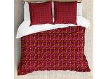 Abakuhaus Set Copripiumino Marrone Paisley Per Letti Singoli, Damasco Folk Antique, Antiacaro, Adatto A Chi Soffre Di Allergie, Con Federa, 155 Cm X 220 Cm - 80 X 80 Cm, Magenta Scuro Salmone