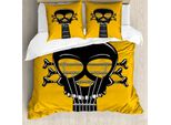 Abakuhaus Set Copripiumino Rock'n'Roll Per Letti Singoli, Schwer Tunes Leidenschaft, Antiacaro, Adatto A Chi Soffre Di Allergie, Con Federa, 200 Cm X 200 Cm - 80 X 80 Cm, Giallo Grigio