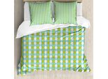 Abakuhaus Set Copripiumino Geometrico A Rombi Per Letti Singoli, Motivo Argyle, Antiacaro, Adatto A Chi Soffre Di Allergie, Con Federa, 155 Cm X 220 Cm - 80 X 80 Cm, Giallo Verde Guscio D'uovo