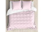 Abakuhaus Set Copripiumino Geometrico A Rombi Per Letti Singoli, Forme Morbide, Antiacaro, Adatto A Chi Soffre Di Allergie, Con Federa, 155 Cm X 220 Cm - 80 X 80 Cm, Rosa Baby E Bianco