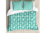 Abakuhaus Set Copripiumino Per Letto Singolo Ananas, Motivo Astratto Con Frutta Estiva, Antiacaro E Anallergico, Con Federa, 155 Cm X 220 Cm - 80 X 80 Cm, Giallo Pallido Turchese