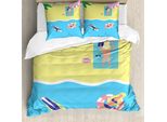 Abakuhaus Set Copripiumino Con Motivo Grafico Per Letti Singoli, Vacanze Estive, Antiacaro, Adatto A Chi Soffre Di Allergie, Con Federa, 155 Cm X 220 Cm - 80 X 80 Cm, Multicolore
