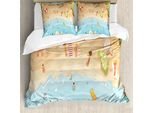 Abakuhaus Set Copripiumino Grafico Per Letti Singoli, Cartoon Fun, Antiacaro, Adatto A Chi Soffre Di Allergie, Con Federa, 200 Cm X 200 Cm - 80 X 80 Cm, Multicolore