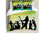 Abakuhaus Set Copripiumino Rock'n'Roll Per Letti Singoli, Energetic Rock Band, Antiacaro, Adatto A Chi Soffre Di Allergie, Con Federa, 200 Cm X 200 Cm - 80 X 80 Cm, Multicolore