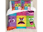 Abakuhaus Set Copripiumino Colorato Per Letti Singoli, Humorous Alien Squares, Antiacaro, Adatto A Chi Soffre Di Allergie, Con Federa, 155 Cm X 220 Cm - 80 X 80 Cm, Multicolore