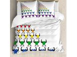 Abakuhaus Set Copripiumino Colorato Per Letti Singoli, Cuori Colorati Salutari, Antiacaro, Adatto A Chi Soffre Di Allergie, Con Federa, 155 Cm X 220 Cm - 80 X 80 Cm, Multicolore Grigio Antracite