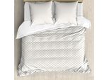 Abakuhaus Set Copripiumino Geometrico A Rombi Per Letti Singoli, Motivo A Quadrati, Antiacaro, Adatto A Chi Soffre Di Allergie, Con Federa, 155 Cm X 220 Cm - 80 X 80 Cm, Color Guscio D'uovo E Grigio