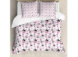 Abakuhaus Set Copripiumino Per Letto Singolo, Romantico Motivo Floreale Rosa, Antiacaro E Anallergico, Con Federa, 155 Cm X 220 Cm - 80 X 80 Cm, Rosa Baby E Grigio Antracite