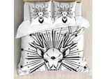 Abakuhaus Wild Jagen Set Copripiumino Per Letti Singoli, Elk Third Eye Occult, Antiacaro, Adatto A Chi Soffre Di Allergie, Con Federa, 155 Cm X 220 Cm - 80 X 80 Cm, Grigio Antracite E Bianco