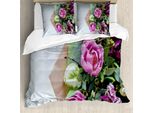 Abakuhaus Set Copripiumino Per Letto Singolo, Foto Bouquet Delicato, Antiacaro, Adatto A Chi Soffre Di Allergie, Con Federa, 155 Cm X 220 Cm - 80 X 80 Cm, Viola Multicolore