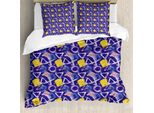 Abakuhaus Set Copripiumino Artistico Astratto Per Letti Singoli, Grunge Geometrico, Antiacaro, Adatto A Chi Soffre Di Allergie, Con Federa, 200 Cm X 200 Cm - 80 X 80 Cm, Lavanda Scuro Multicolore