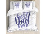Abakuhaus Set Copripiumino Per Letto Singolo Per La Festa Del Papà, Grungy Il Miglior Papà Del Mondo, Antiacaro, Adatto A Chi Soffre Di Allergie, Con Federa, 200 Cm X 200 Cm - 80 X 80 Cm, Dark Indigo Ceil Blu