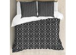 Abakuhaus Set Copripiumino Geometrico A Rombi Per Letti Singoli, Linee E Zigzag, Antiacaro, Adatto A Chi Soffre Di Allergie, Con Federa, 200 Cm X 200 Cm - 80 X 80 Cm, Grigio Antracite Bianco