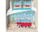 Abakuhaus Set Copripiumino Grafico Per Letti Singoli, Happy Camper Van Bay, Antiacaro, Adatto A Chi Soffre Di Allergie, Con Federa, 200 Cm X 200 Cm - 80 X 80 Cm, Multicolore