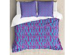 Abakuhaus Set Copripiumino Blu E Rosa Per Letti Singoli, Moderno Quadrato, Antiacaro, Adatto A Chi Soffre Di Allergie, Con Federa, 200 Cm X 200 Cm - 80 X 80 Cm, Rosa Shocking E Azzurro Cielo