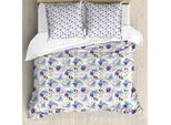 Abakuhaus Set Copripiumino Blu E Rosa Per Letti Singoli, Spring Nosegay, Antiacaro, Adatto A Chi Soffre Di Allergie, Con Federa, 155 Cm X 220 Cm - 80 X 80 Cm, Multicolore