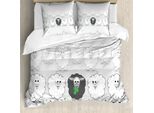 Abakuhaus Set Copripiumino Colorato Per Letti Singoli, Aligned Schafherde, Antiacaro, Adatto A Chi Soffre Di Allergie, Con Federa, 155 Cm X 220 Cm - 80 X 80 Cm, Verde Felce Grigio
