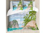 Abakuhaus Set Copripiumino Grafico Per Letti Singoli, Tropic Meer Ausblick, Antiacaro, Adatto A Chi Soffre Di Allergie, Con Federa, 200 Cm X 200 Cm - 80 X 80 Cm, Multicolore